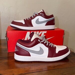 Air Jordan 1 Low White Bordeaux Cherrywood Shoes 10